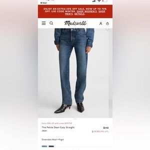 Madewell petite dean easy straight jean in greendale wash